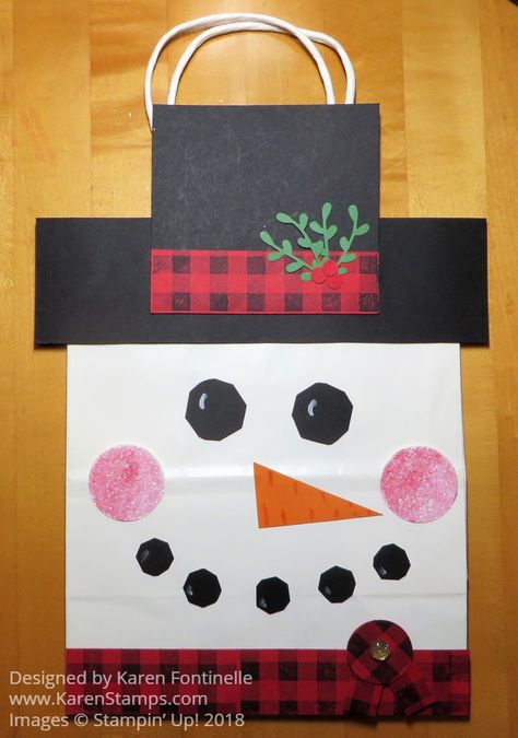 Snowman Bags Diy, Diy Snowman Gift Bag, Diy Snowman Gifts, Preschool Christmas Gifts, Homemade Gift Bags, Diy Christmas Gifts For Friends, Personalized Gift Bag, Birthday Boards, Christmas Goodie Bags