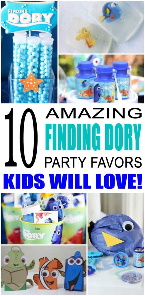 Finding Dory Party Favor Ideas - Kid Bam Finding Nemo Goodie Bag Ideas, Finding Dory Party Food, Nemo Party Favors, Finding Nemo Party Favors, Finding Nemo Party Food, Finding Nemo Birthday Party Ideas Food, Nemo Party Food, Finding Dory Party Favors, Finding Nemo Birthday Party Ideas