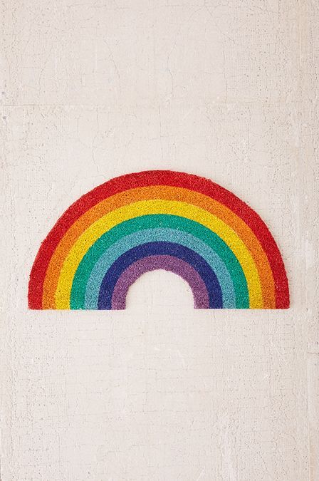 Rainbow Doormat, Luis Tattoo, Rainbow Tattoos, Punch Needle Patterns, Curtain Patterns, Over The Rainbow, Printed Rugs, Wall Collage, Colorful Interiors