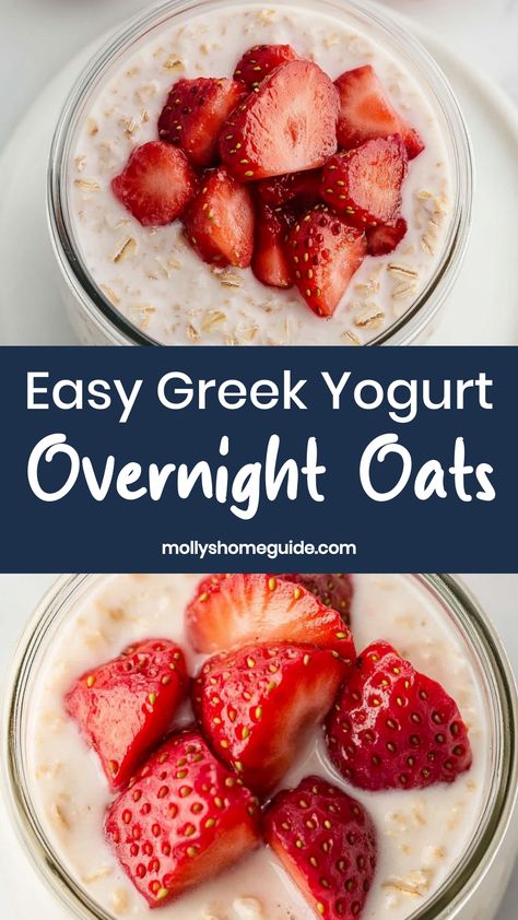 Discover the delicious and nutritious world of Greek yogurt overnight oats! These easy-to-make breakfast jars are the perfect blend of creamy Greek yogurt, hearty oats, and a variety of toppings for added flavor. Whether you prefer fruity combinations or decadent chocolate mix-ins, these recipes offer endless versatility to suit your taste preferences. Simply prepare them before bed for a hassle-free morning meal that will keep you satisfied all day long. Oats And Greek Yogurt Recipes, Greek Yogurt Overnight Oats, Overnight Oats Yogurt, Overnight Oats Greek Yogurt, Overnight Oats With Greek Yogurt, Greek Yogurt Recipes Breakfast, Yogurt Overnight Oats, Yogurt Drink Recipe, Recipes With Yogurt