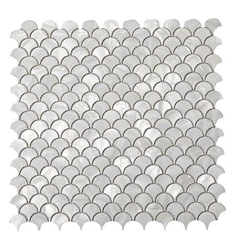 Amazon.com: Diflart Oyster Mother of Pearl Fan Shaped Fish Scale Shell Mosaic Tile 10 Sheets/Box (Fan-Shaped, Pearl Shell): Gateway Seashell Fish, Stone Tile Backsplash, Herringbone Mosaic Tile, Shell Tiles, Penny Round Mosaic, Shell Mosaic, Fish Scale Pattern, Stone Backsplash, Carrera Marble