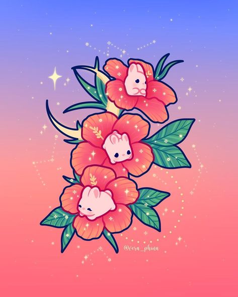 Hibiscus Bunnies 🐰 🌺 🌙 Saves and shares are greatly appreciated! 💗 These flowers are so summery and pretty! 🌺 This design is up on my… | Victoria 🌸 (@vera_phina) on Instagram Aesthetic Websites, Simple Flower Drawing, Color Template, School Journals, Normal Wallpaper, Flower Moon, Dreamy Artwork, Bunny Drawing, Drawing Flowers