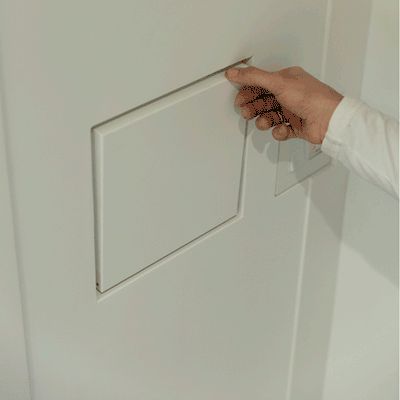 Flush No-See Device Mount [Luxe] -No-See Niche Keypad – Fittes Hide Outlet, Millwork Wall, Recessed Cabinet, Gypsum Wall, Internet Router, Entry Stairs, Floor Vents, Wall Niche, Hidden Door