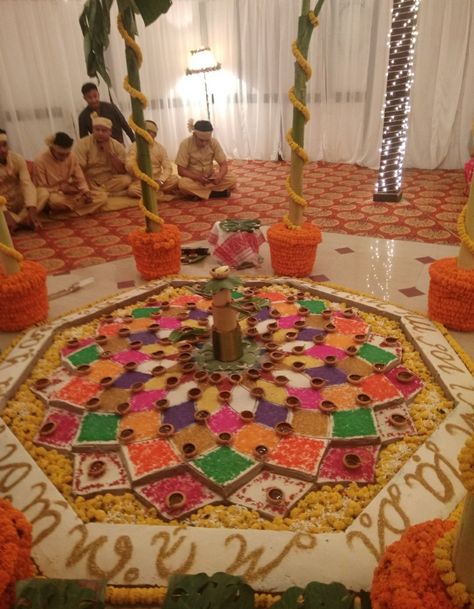 Wedding Mandap Ideas, Assamese Wedding, Mandap Ideas, Wedding Mandap, Food Stall, Wedding Decoration, Tree Skirts, Decoration Ideas, Christmas Tree Skirt