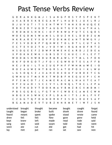 Past Tense Verbs Review Word Search Past Tense Activities, Irregular Verbs Game, Past Simple Worksheets, Simple Past Verbs, Esl Flashcards, Verb Games, Past Tense Worksheet, Past Tense Verbs, Jumbled Words