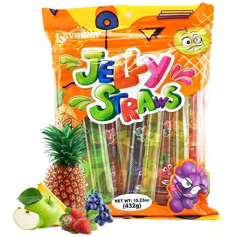 Jelly Straws, Tiktok Candy, Fat Free Snacks, Jelly Candy, Baby Birthday Invitations, Sugar Candy, Fruit Jelly, Sour Candy, Best Candy