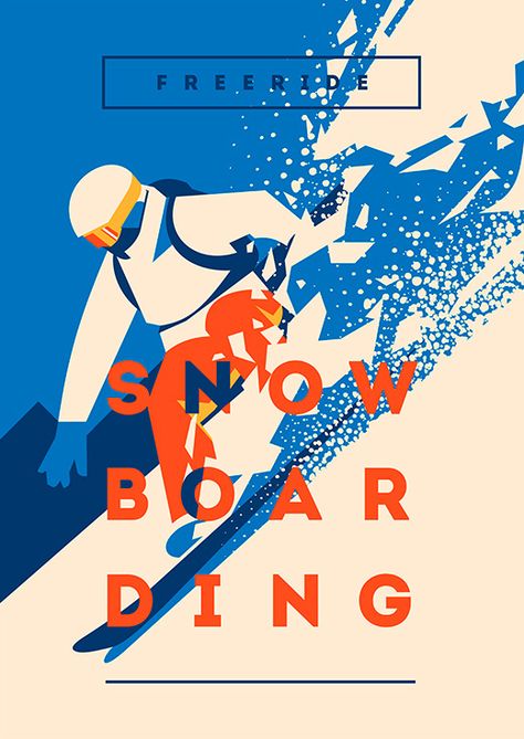 Snowboarding Posters on Behance Snowboarding Poster, Snowboarding Quotes, Snowboarding Photography, Ski Design, Colorado Posters, Snowboard Art, Posters Decor, Snow Board, Vintage Ski Posters