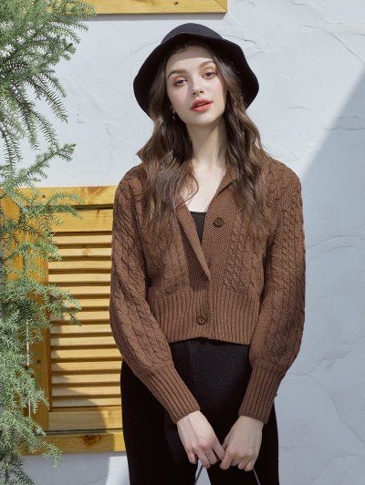 Brown Cardigan Outfit, Brown Cropped Cardigan, Cropped Cardigan Outfit, Unique Cardigan, Cardigan Outfit, Rib Knit Cardigan, Brown Cardigan, Fashion Design Dress, Chunky Cardigan