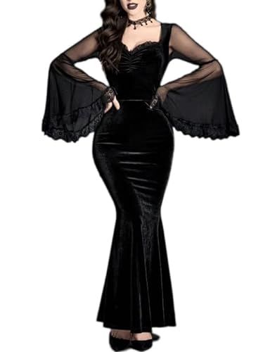 Vampire Halloween Costume Ideas, Velvet Mermaid Dress, Casual Sundresses, Goth Victorian, Partywear Dresses, Elegant Evening Gowns, Vampire Goth, Goth Clothes, Trumpet Dress