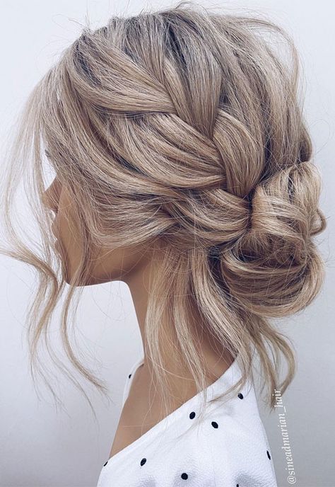 Wedding Hairstyles Updo Messy Boho Low Buns Bridesmaid Hair, Low Knot Wedding Hair, Short Updo Hairstyles Wedding Bridesmaid, Half Updo Messy Bun, Braid Messy Bun Updo, Undone Low Bun, Low Boho Updo, Bridesmaid Hairstyles Messy Bun, Low Ponytail Wedding Hair Short