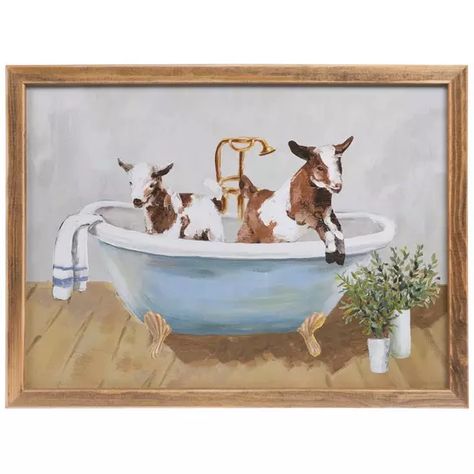 Blue Clawfoot Tub, Hobby Lobby Paintings, Bathtub Painting, Wall Decor Hobby Lobby, Clawfoot Tub, Wall Decor Set, Bath Tub, Bathroom Art, Wood Wall Decor