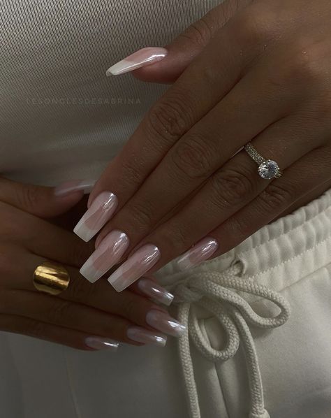 Wedding Nails Long, Pink Blush Nails, Md Nails, Perfect Nail Shape, Wedding Nail Designs, French Glass, Wedding Nail, Simple Acrylic Nails, Classy Acrylic Nails