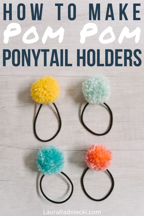 Pom Pom Bows Diy, Ponytail Holders Diy, Pom Pom Ponytail, Diy Hair Elastics, Pom Pom Pets, Dance Nationals, Hairbow Making, Diy Yarn Pom Pom, Ponytail Accessories