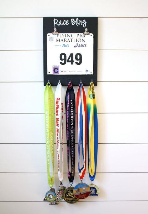 Running Race Bib and Medal Display -  Race Bling Achievement Wall, Bib Display, Crossville Tn, All Background, Race Medal, Print Lettering, Running Medals, Race Bibs, Medal Holder