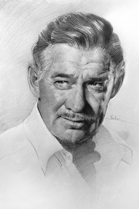 50 Amazing Pencil Portrait drawings for Inspiration Portrait Au Crayon, Male Portraits, Pencil Portrait Drawing, Tree Drawings Pencil, Pencil Drawing Tutorials, Realistic Pencil Drawings, Portrait Drawings, Charcoal Drawings, Clark Gable