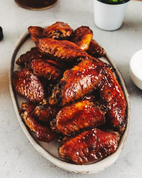 Bourbon Honey Char Siu Wings Recipe | www.iamafoodblog.com Duck Wings Recipe, Hot Honey Chicken Wings, Honey Chicken Wings Recipe, Char Siu Chicken, Duck Wings, Bourbon Honey, Honey Bacon, Honey Chicken Wings, Hot Honey Chicken