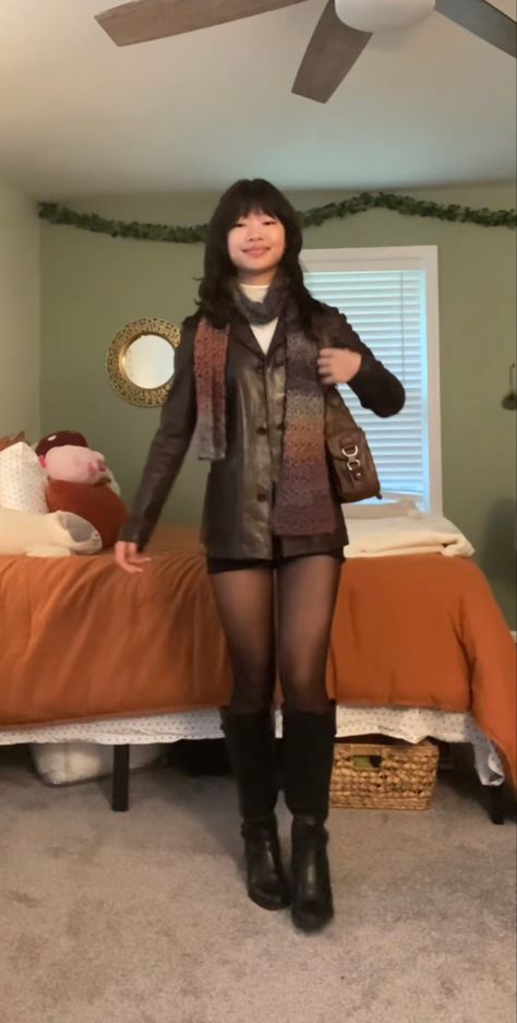 Cute Black Turtle Neck Outfits, Nice Thanksgiving Outfits, Cute Winter Fits Cold Weather, Cute Outfits With Long Boots, Fall Outfit Layers, Fall Outfits Black Tights, Wine Night Outfit Classy, Cute Fall College Outfits, Fall Outfits With Tights And Boots