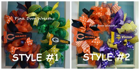 . Chicago Bears Wreath, Football Team Wreaths, House Divided Football, House Divided Wreath, Football Wreaths, Team Decor, Baseball Wreaths, Sports Wreaths, Football Wreath