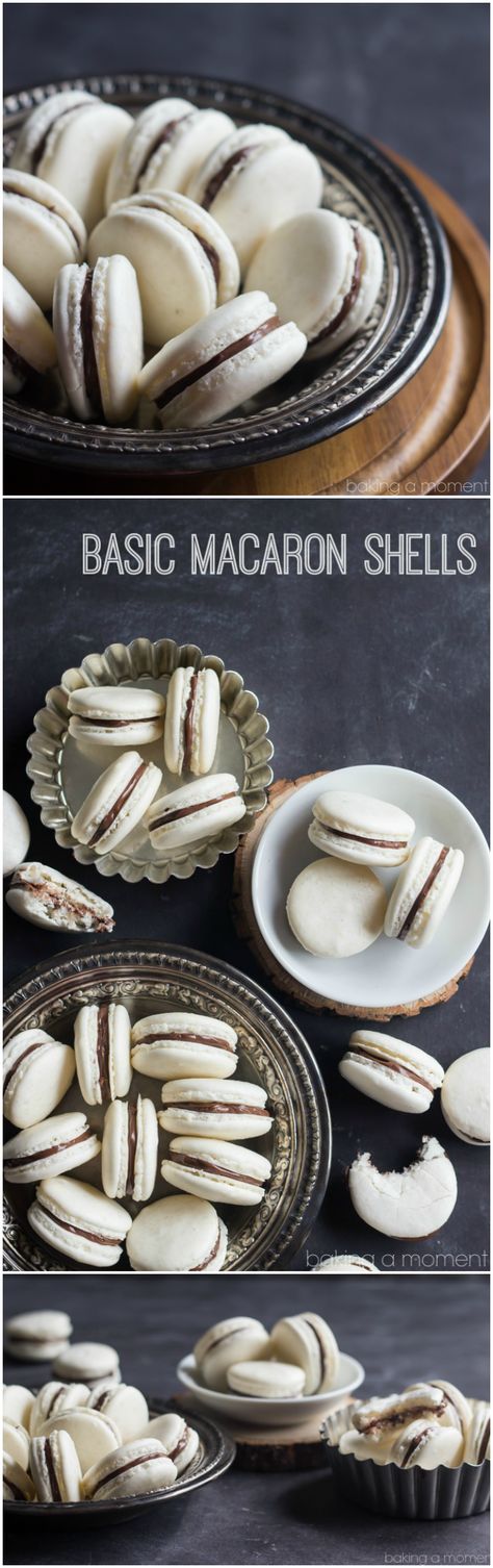 How to make basic macaron shells.  These really aren't as hard as you'd think! ~ bakingamoment.com Macaroon Cookies, Macaroon Recipes, Macaron Recipe, French Macarons, Best Cookie Recipes, Seasonal Recipes, It Goes On, Basic Recipes, Boutique Chic