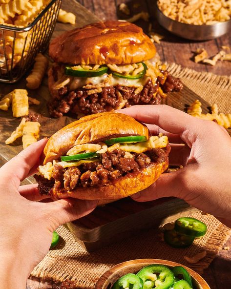 Sweet and Spicy Sloppy Joe Sweet And Spicy Sloppy Joes, Spicy Sloppy Joe Recipe, Spicy Sloppy Joes, Honey Barbecue Sauce, Sloppy Joe Recipe, Muenster Cheese, Honey Barbecue, Joe Recipe, Sloppy Joes Recipe