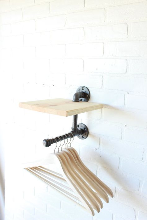 Industrial Clothing / Hat Rack Retail Display by CoronaConceptsCo Clothes Rack Bedroom, Clothes Bedroom, Industrial Clothing Rack, Diy Hat Rack, Clothing Rack Bedroom, Industrial Clothing, Diy Space, Ideas Clothes, Diy Display