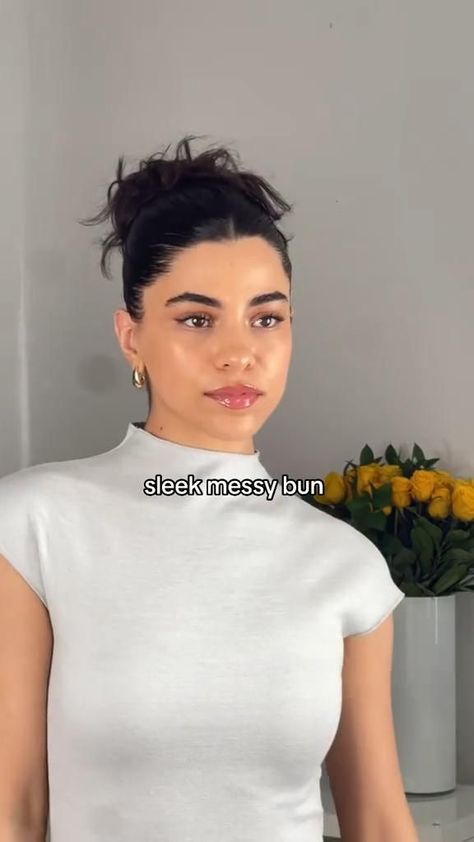 Gorgeous Messy Bun Styles Sleek Back Messy Bun, Messy Bun Very Long Hair, Messy Bun Hairstyles High, Fancy Bun Hairstyles Prom, Sleek Bun For Long Hair, Thick Bun Hairstyles, Cute Messy High Bun, Sleek Messy Bun Tutorial, How To Do A Good Bun