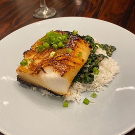 Miso and Soy Chilean Sea Bass Miso Chilean Sea Bass Recipe, Chilean Sea Bass Recipe, Sea Bass Recipe, Bass Recipe, Sea Bass Recipes, Miso Glaze, Seafood Entrees, Chinese Recipes, Sea Bass