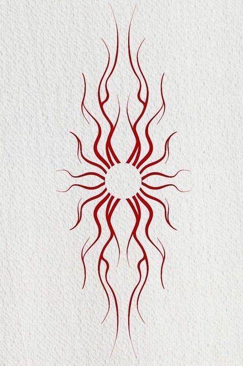 Cool Tattoos To Draw On Yourself, Fire Spirit Tattoo, Abstract Design Tattoo, Ring Around Arm Tattoo, Sun Tramp Stamp Tattoos, Sun Lower Back Tattoo, Back Of Upper Arm Tattoo, Front Hip Tattoos Women, Big Sun Tattoo