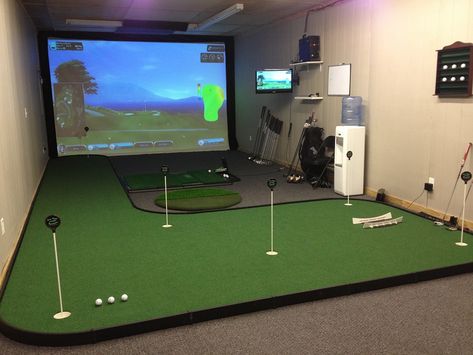 Simply the Best Indoor Putting Greens Golf Man Cave, Home Golf Simulator, Indoor Golf Simulator, Golf Simulator Room, Golf Room, Indoor Golf, Golf Diy, Golf Simulator, Ultimate Man Cave