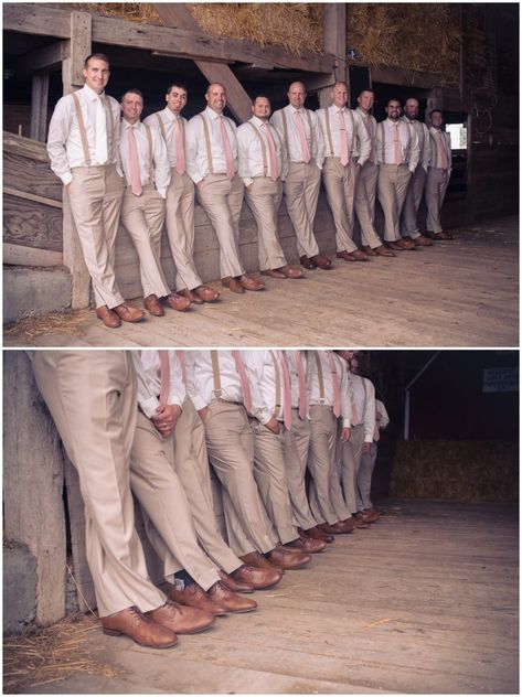 Blush Pink Entourage, Sage And Dusty Rose Groomsmen Attire, Light Pink And Khaki Wedding, Blush Pink Groomsmen Suit, Blush Pink Groom Suit, Blush Pink Chambelan Outfits, Sage Green And Dusty Rose Groomsmen Attire, Tan And Pink Groomsmen Suits, Groomsmen Attire Pink Tie