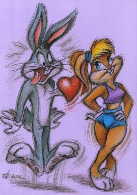 Lola And Bugs Bunny Drawing, Bugs Bunny Drawing, Bugs And Lola, Comic Book Girl, Cartoon Drawings Disney, Cartoon Character Tattoos, Easy Love Drawings, Bunny Drawing, Looney Tunes Cartoons