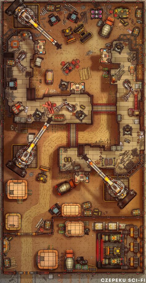 Just imagine the sneaking you could do around here. Climbing up cranes and jumping across rooftops! 🦘 Become a supporter today to get every variant of our Sci-Fi maps! All our maps come in both gridded and ungridded! Click the link in our bio to join! . . . #dnd5e #dndmaps #dnd #battlemaps #5e #dungeonsanddragonsart #handdrawn #art #illustration #digitalart #scifi #cyberpunk #scifiart #criticalrole #fantasyart #startrek #starwars #obiwankenobi #space #worldbuilding #tabletop #ttrpg #rpg Marvel Rpg, Sci Fi Rpg, Cyberpunk Rpg, Dnd World Map, Battle Map, Tabletop Rpg Maps, Dnd Dragons, Rpg Maps, Space Battles