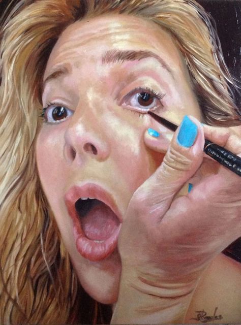 The Everyday Art, Paintings Of Everyday Life, Beauty Standards Painting, Complex Art Ideas, Gcse Art Portraiture, Getting Ready Drawing, Expressive Self Portrait, Mundane Art, Everyday Life Art