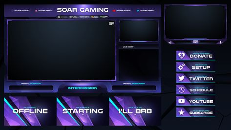 Twitch Livestream Designs (Stream Packages/Overlays) on Behance Game Gui, Internet Games, Twitch Overlay, Black Background Wallpaper, Editing Tutorials, Graphic Design Posters, Design Tutorials, Live Streaming, Game Art