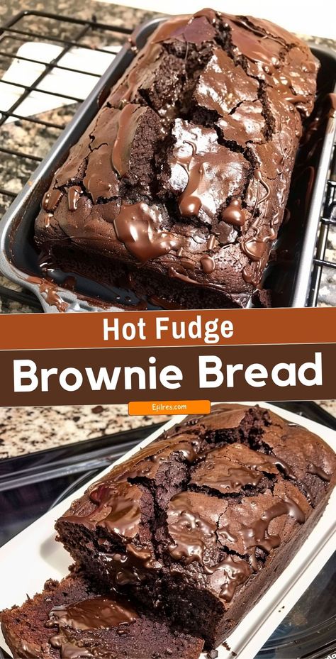 That's what you get with Hot Fudge Brownie Bread, a dessert that's sure to satisfy your deepest chocolate cravings. This treat combines the best elements of brownies and bread, creating a moist, dense, and chocolate-packed experience with every slice. Serve it warm to enjoy the gooey hot fudge swirls, making it a perfect dessert for chocolate lovers. It's a show-stopping addition to any gathering or a sweet ending to a family dinner. #BrownieBread #ChocolateLovers #DessertTime Good For You Desserts, Brownie Swirl Cake, Hot Fudge Brownie Loaf, Fudge Brownie Bread, Chocolate Brownie Bread, Desserts For Chocolate Lovers, Recipes For Sweet Breads, Quick Sweet Treats For One, Homemade Brownies With Frosting