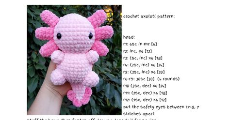 Axolotl Knitting Pattern, Crochet Amigurumi Axolotl, Small Axolotl Crochet Pattern Free, Amigurumi Axolotl Free Crochet, Free Crochet Axolotl Pattern, Axolotl Amigurumi Free Pattern, Free Axolotl Crochet Pattern, Axolotl Crochet Pattern Free, Crochet Axolotl Pattern