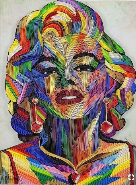 معرض فني, Marilyn Monroe Portrait, Rolled Paper Art, Paper Quilling Jewelry, String Wall Art, Art Quilling, Desain Quilling, Quilled Paper Art, Paper Quilling Patterns