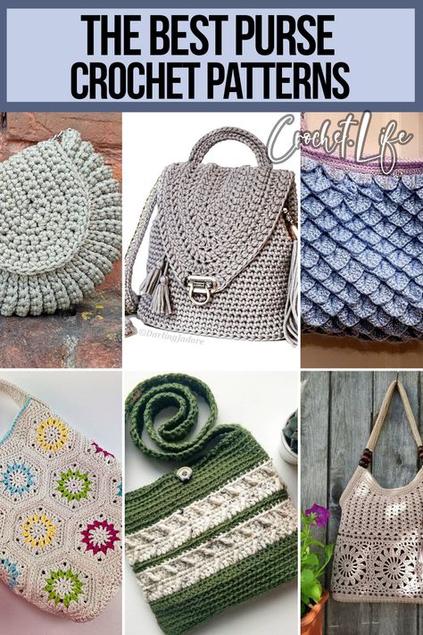 Crochet Side Purse, Crochet Purse Hardware, Crochet Purse With Zipper Pattern Free, Crochet Purse With Pockets, Girls Crochet Purses Free Pattern, Crochet Pocketbook Pattern Free, Crochet Purse Closure, Crocheted Purses And Bags, Crochet Backpack Purse Pattern Free