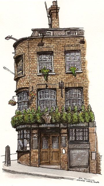 Urban Sketching Watercolors, Apartment Sketch, Model Architecture, Building Drawing, Watercolor Architecture, Building Illustration, House Sketch, Kunst Inspiration, Architecture Drawing Art