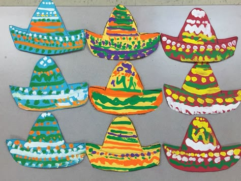 Hispanic Heritage Month: kindergarten sombreros Hispanic Heritage Month Crafts Toddlers, Preschool Cultures Around The World, Spanish Heritage Month Crafts, Multicultural Crafts For Preschoolers, Multicultural Activities Preschool, Mexico Crafts For Preschool, Cinco De Mayo Crafts For Kids, Hispanic Heritage Month Kindergarten, Hispanic Heritage Month Crafts Preschool