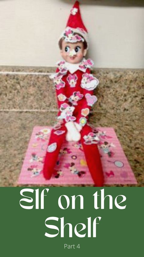 Elf on the Shelf goes crazy with stickers! Elf on the Shelf IDEAS! 4 pages worth so far! Elf On The Shelf Ideas With Stickers, Multiple Elf On The Shelf Ideas, Elf Ideas, Elf On The Shelf Ideas, Christmas Stickers, Shelf Ideas, Part 4, On The Shelf, Elf On The Shelf