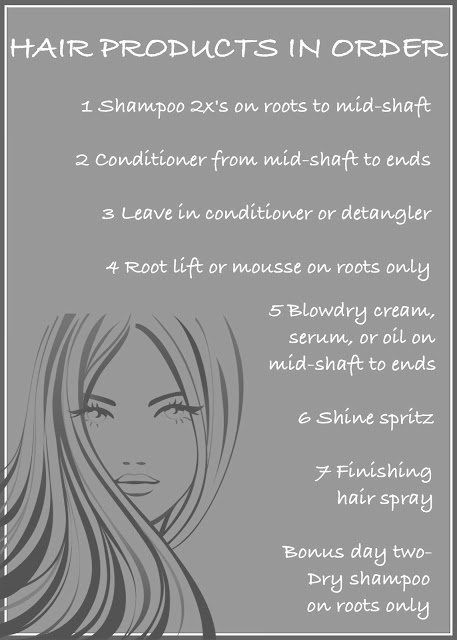 Apply hair products in the right order to maximize their effectiveness. | 29 Incredibly Useful Charts That Will Help You Make Every Day A Good Hair Day Hair Chart, Beauty Games, Hair Problems, Good Hair Day, Roots Hair, Hair Dos, Belleza Natural, Hair Products, Hair Day