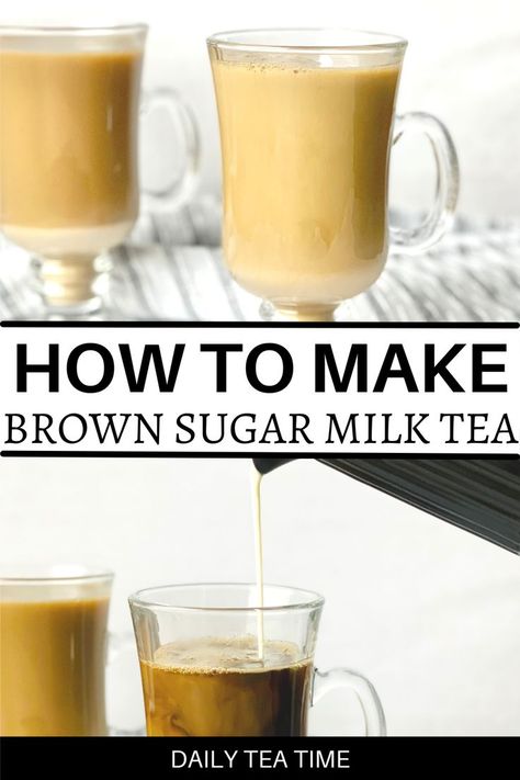 Treat yourself to this sweet and creamy, decant tea! Brown sugar milk tea is a rich creamy tea made with oat milk and brown sugar. It is super easy to make and takes only a few short minutes. Brown Sugar Tea Recipe, Brown Sugar Milk Tea Recipe, Oat Milk Tea, Overnight Oats With Milk, Brown Sugar Milk Tea, Milk Tea Recipe, Brown Sugar Milk, Hot Teas, October Food