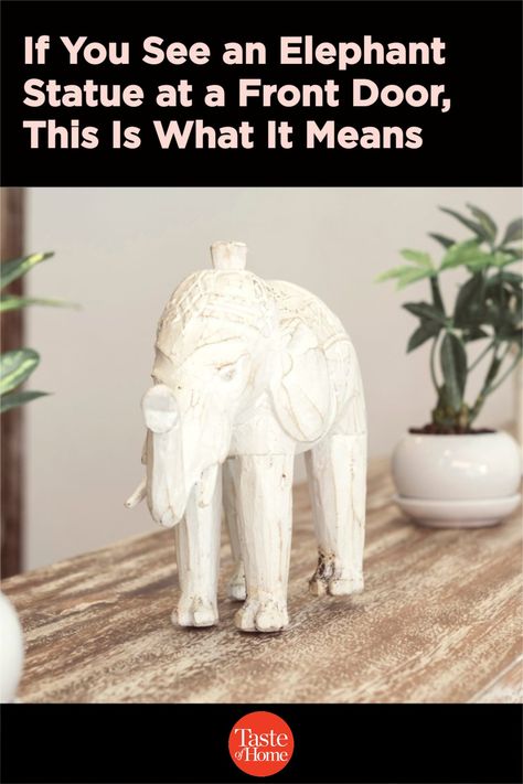 If You See an Elephant Statue at a Front Door, This Is What It Means Elephant Decor Living Room, Ganesha Statue Home Entrance, What Do Elephants Symbolize, Home Meaning, Feng Shui Elephant, Elephant Meaning, Decorative Elephants Indian, Elephant Figurines Home Decor, Elephant Home Decor