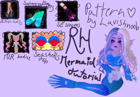 the mermaid tails will come out in the new camous, this is the best we can do for them rn Royale High Mermaid Tail Hack, Rh Mermaid Outfit, Royale High Mermaid Outfits, Mermaid Royale High, Royle High, Rh Decals, Rh Hacks, Mermaid Tail Pattern, Rh Design