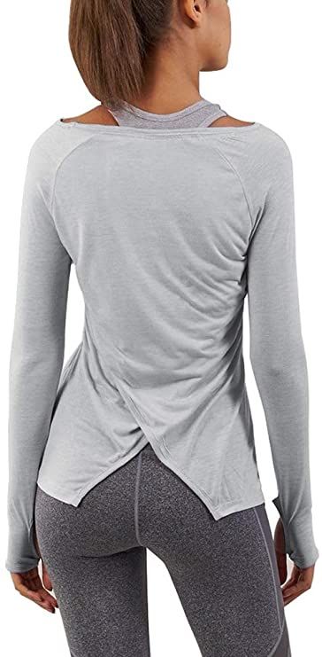 Bestisun Long Sleeve Workout Shirts Yoga Tops for Women with Thumb Hole at Amazon Women’s Clothing store Pants Ideas, Long Sleeve Workout Shirt, Long Sleeve Workout, Yoga Tank Tops, Loose Fitting Tops, Yoga Workout, Yoga Tops, Back Design, Thumb Holes