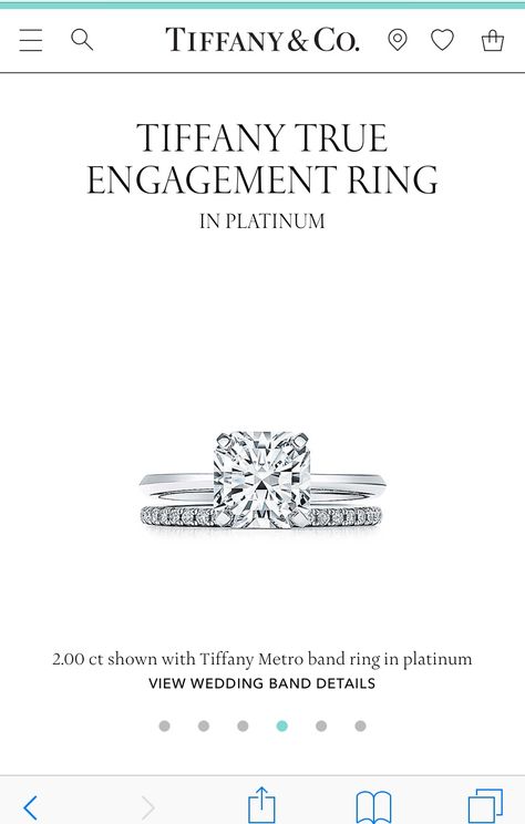 Graphic and geometric with a T-shaped detail in the setting, the Tiffany True engagement ring is a new icon of modern love. Featuring a platinum band, the Tiffany True diamond—a new square mixed-cut diamond unique to Tiffany Tiffany Engagement Ring Square, Tiffany Square Ring, Tiffany True Engagement Rings, Tiffany True, Tiffany Wedding Rings, Tiffany Engagement Ring, Square Engagement Rings, Simple Engagement, Simple Band