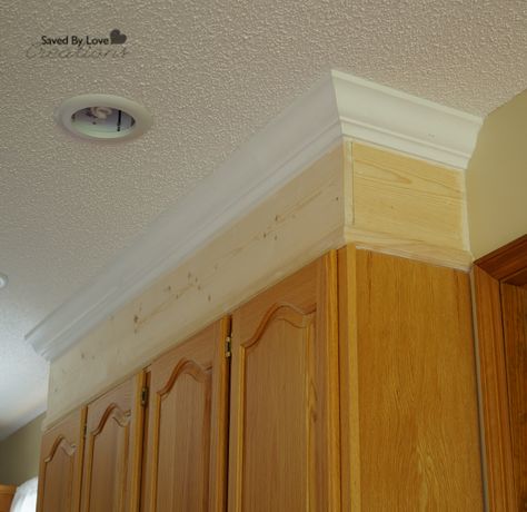 take cabinets to ceiling with crown moulding! So important before painting to give the kitchen an updated look! Kitchen Cabinets To Ceiling, Kitchen Cabinets Upgrade, Kitchen Soffit, Cabinets To Ceiling, Redo Kitchen Cabinets, Cabinet Trim, Crown Moldings, Crown Moulding, Kitchen Cabinet Remodel