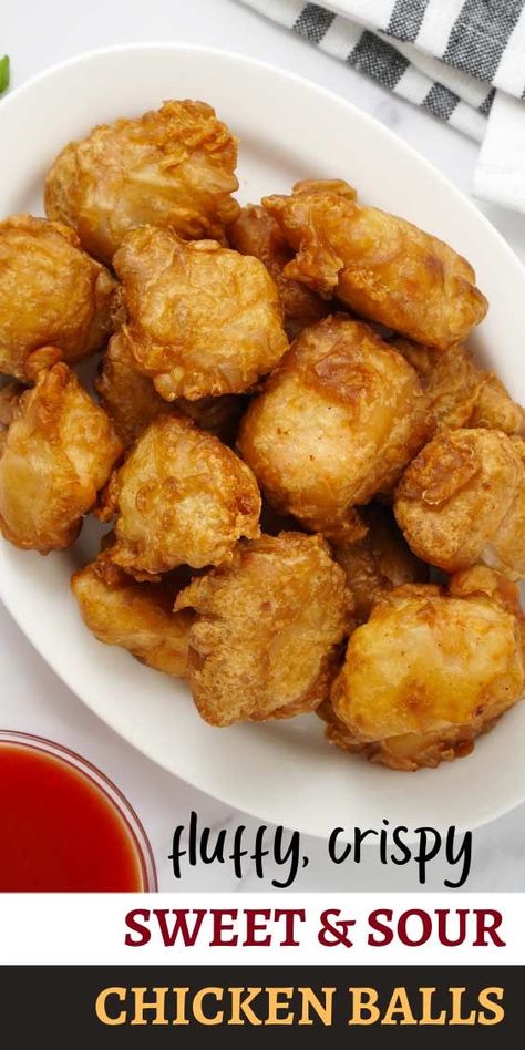 Chinese Chicken Balls With Sweet And Sour Sauce, Chinese Food Sweet And Sour Chicken, Sweet And Sour Chicken Balls Chinese, Sweet And Sour Crispy Chicken, Chinese Sweet And Sour Chicken, Chinese Chicken Balls, Homemade Chicken Balls, Homemade Sweet And Sour Chicken, Sweet And Sour Chicken Balls