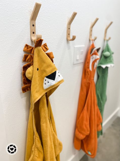 Kids Towel Hook Ideas, Bathroom Hooks For Towels For Kids, Kids Bathroom Towel Hook Ideas, Kids Bathroom Hooks, Bathroom Towel Hook Ideas, Bathroom Hand Towel Ideas, Kids Bathroom Towel, Kids Bathroom Towel Hooks, Kids Bathroom Makeover